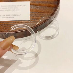 Clear Acrylic Open Hoop Earrings
